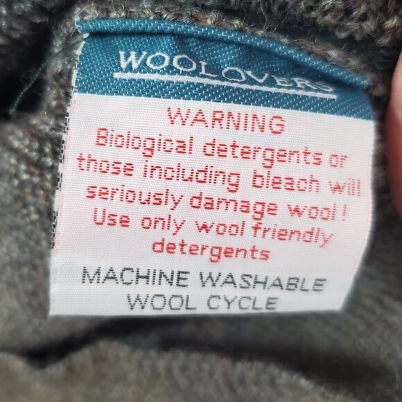 Wool Overs Mens L British Wool Leather Elbow Shoulder Patches Sweater 1/4 Zip - Picture 13 of 13